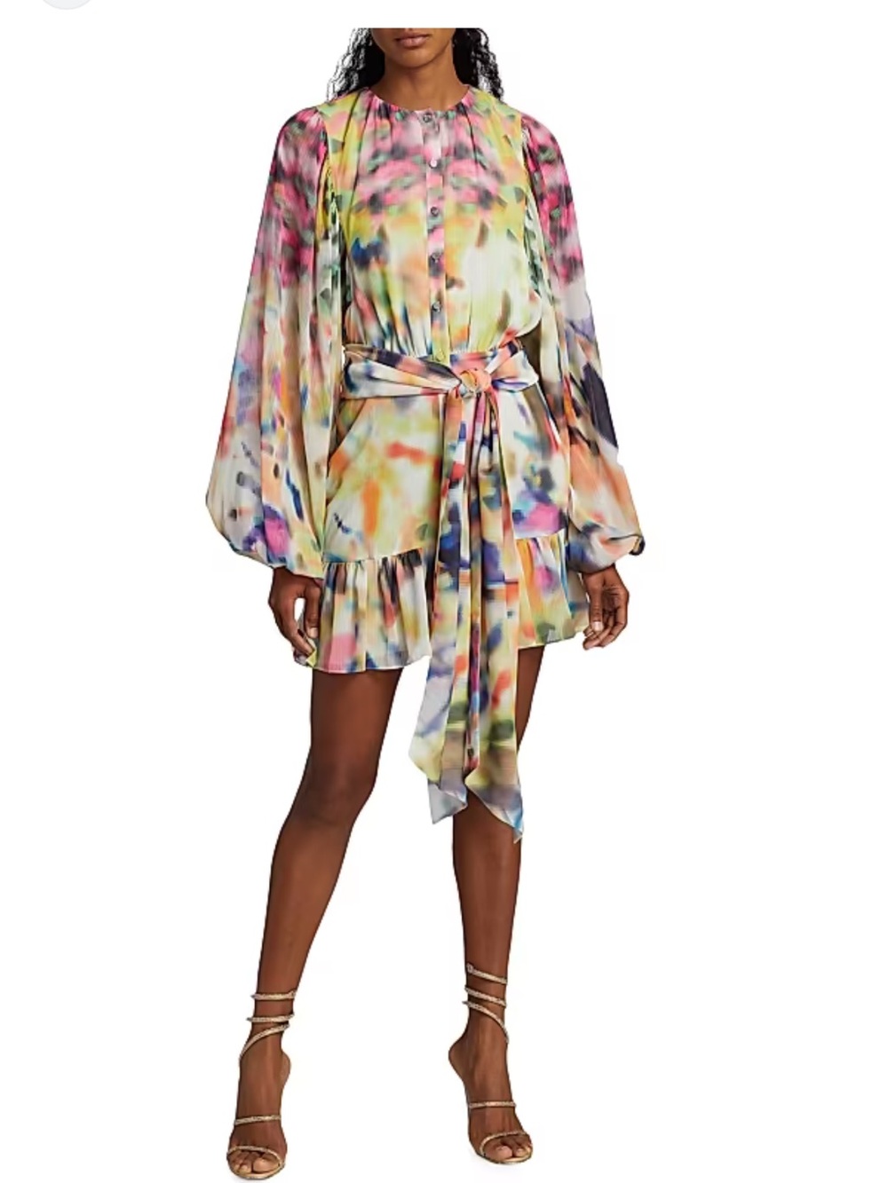 Alexis Multicolor Watercolor Tie-Front Women’s dress XS